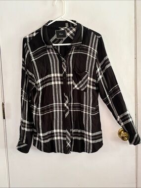 Rails black white plaid long sleeve button down shirt Size Large